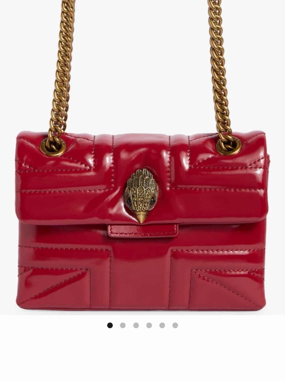 Kurt Geiger Red Quilted Mini Shoulder Bag with Gold Chain